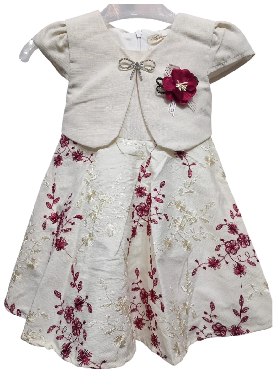Elegant Floral Embroidery Party Dress with Bolero