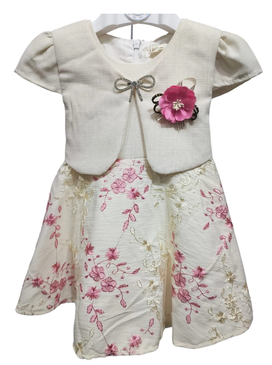 Elegant Floral Embroidery Party Dress with Bolero