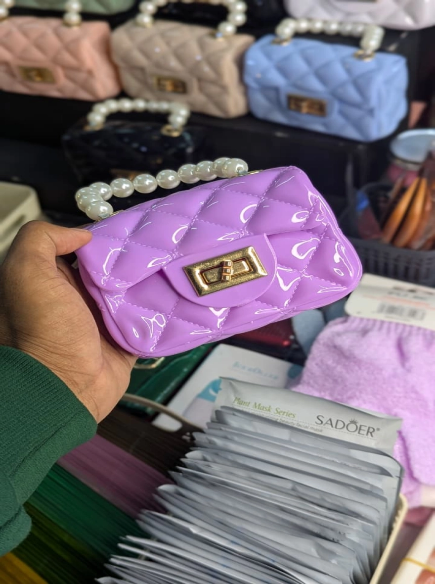 Luxe Pearl-Handle Quilted Mini Jelly Bag