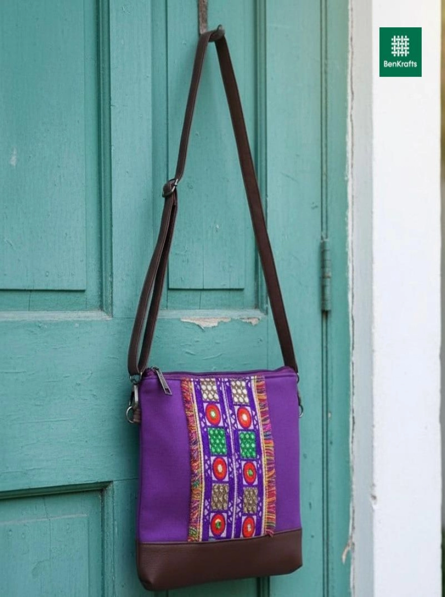 Royal Violet Tapestry Crossbody Bag