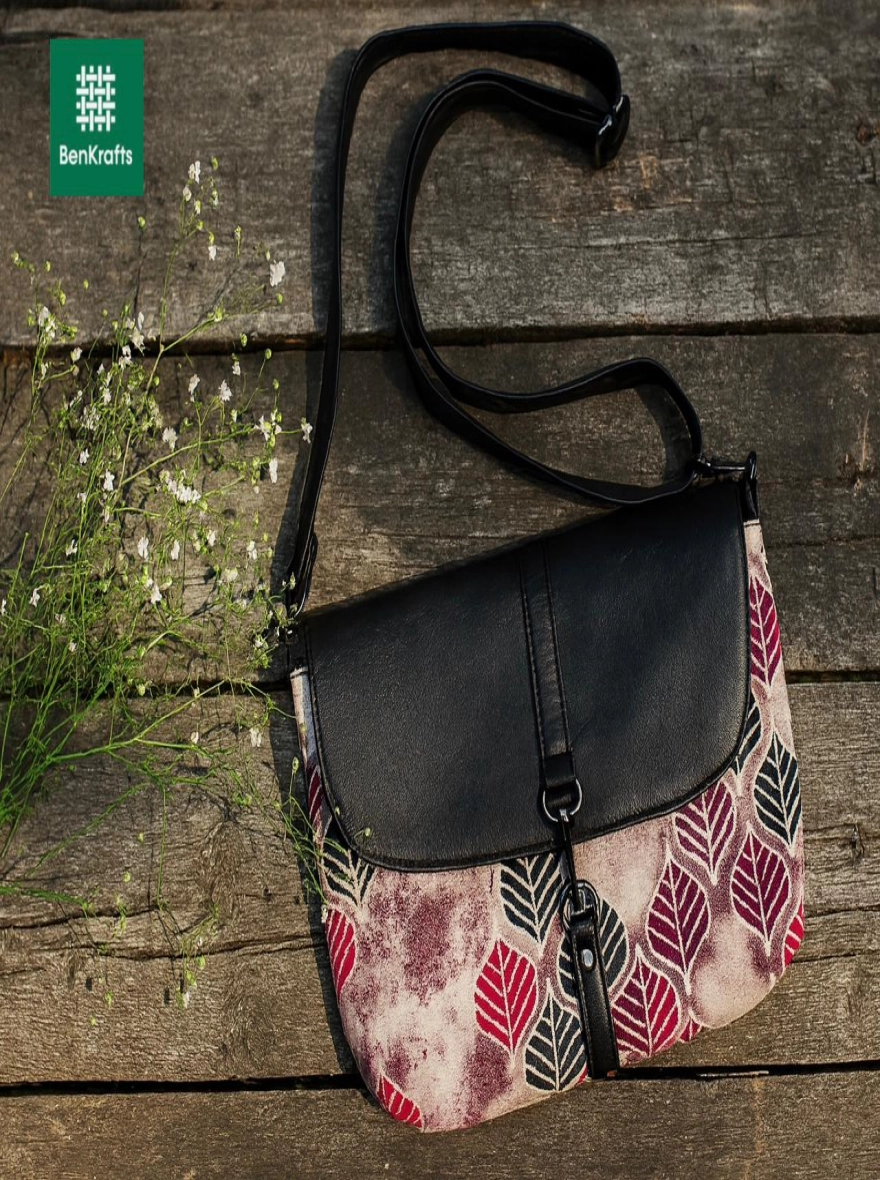 Crimson Foliage Tapestry Crossbody Bag