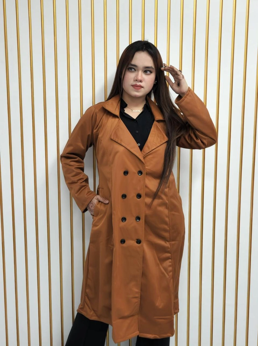 Midnight Noir Double-Breasted Trench Overcoat