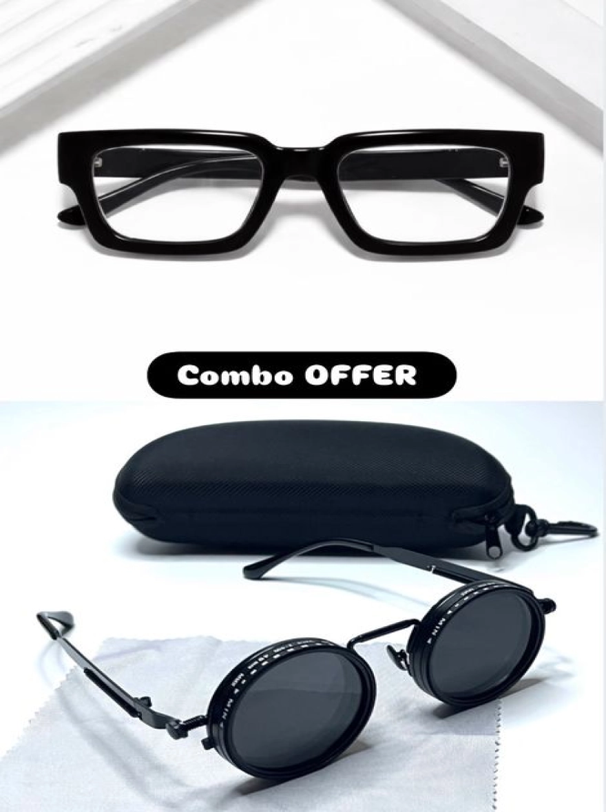 Combo OFFER - Premium Black frame sunglass & eyeglass