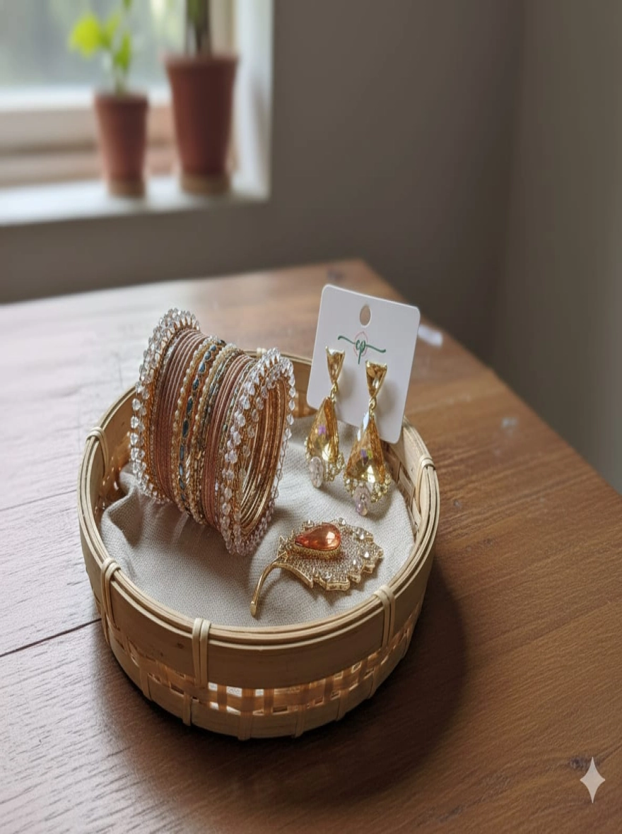 Golden Champagne Crystal Jewelry Set