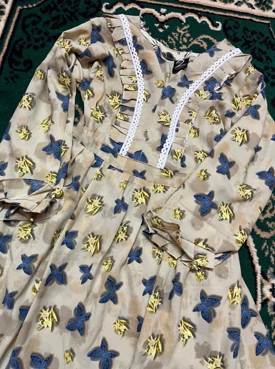 Floral Print Vanilla Midi Dress For Women