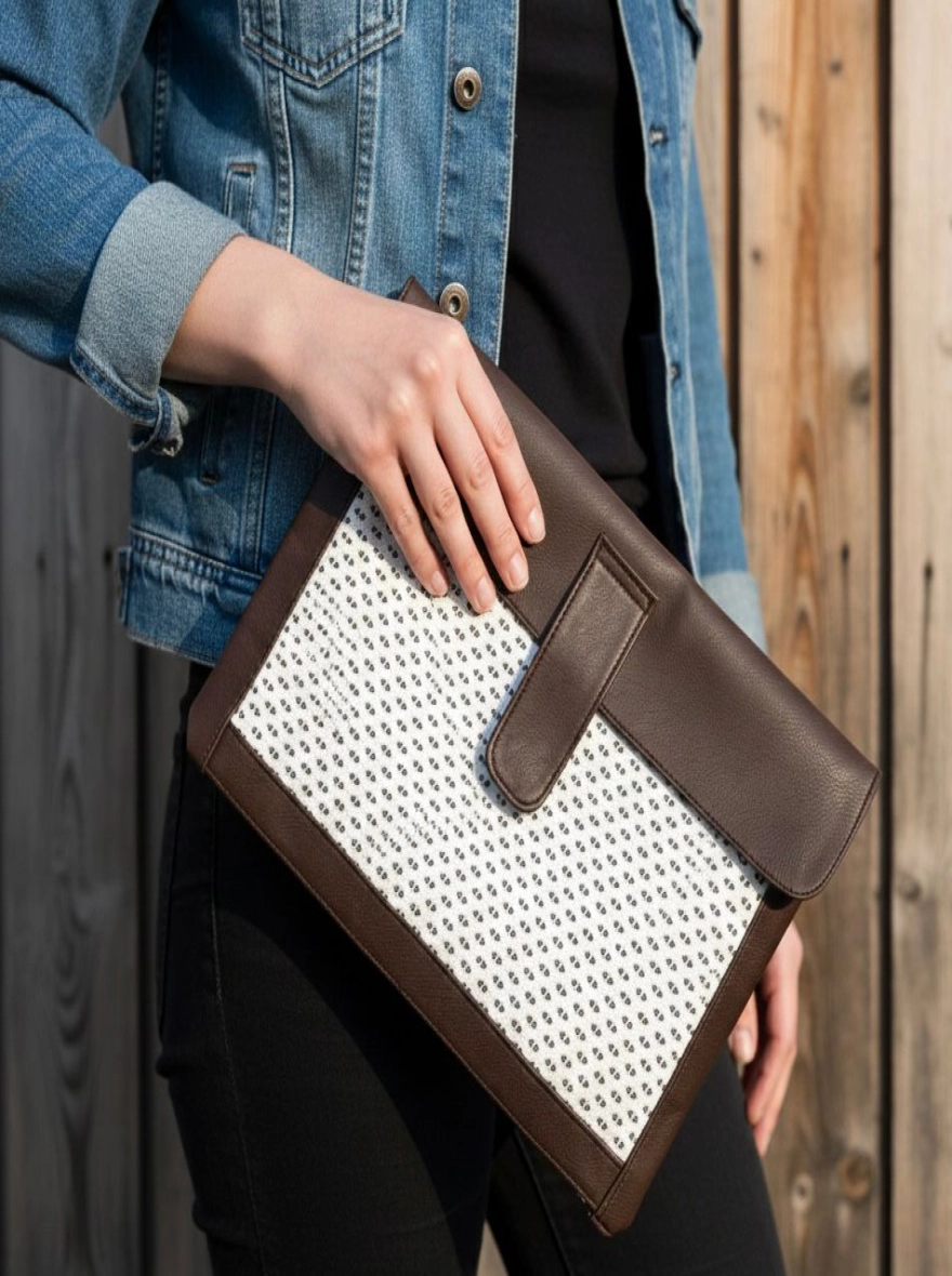 Oxford Polka Dot & Espresso Laptop Sleeve