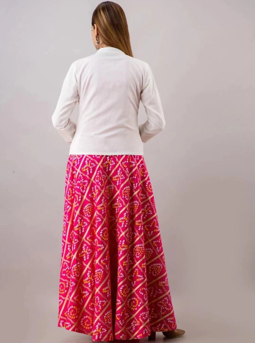 Readymade Full AC Cotton Casual Pink Printed Kurti with Koti