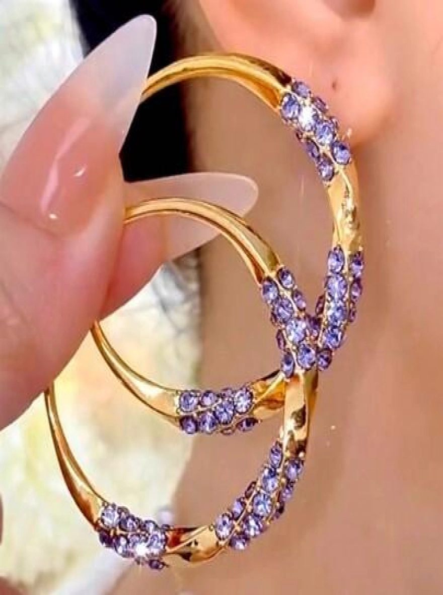 All-Match Purple Zircon Earrings