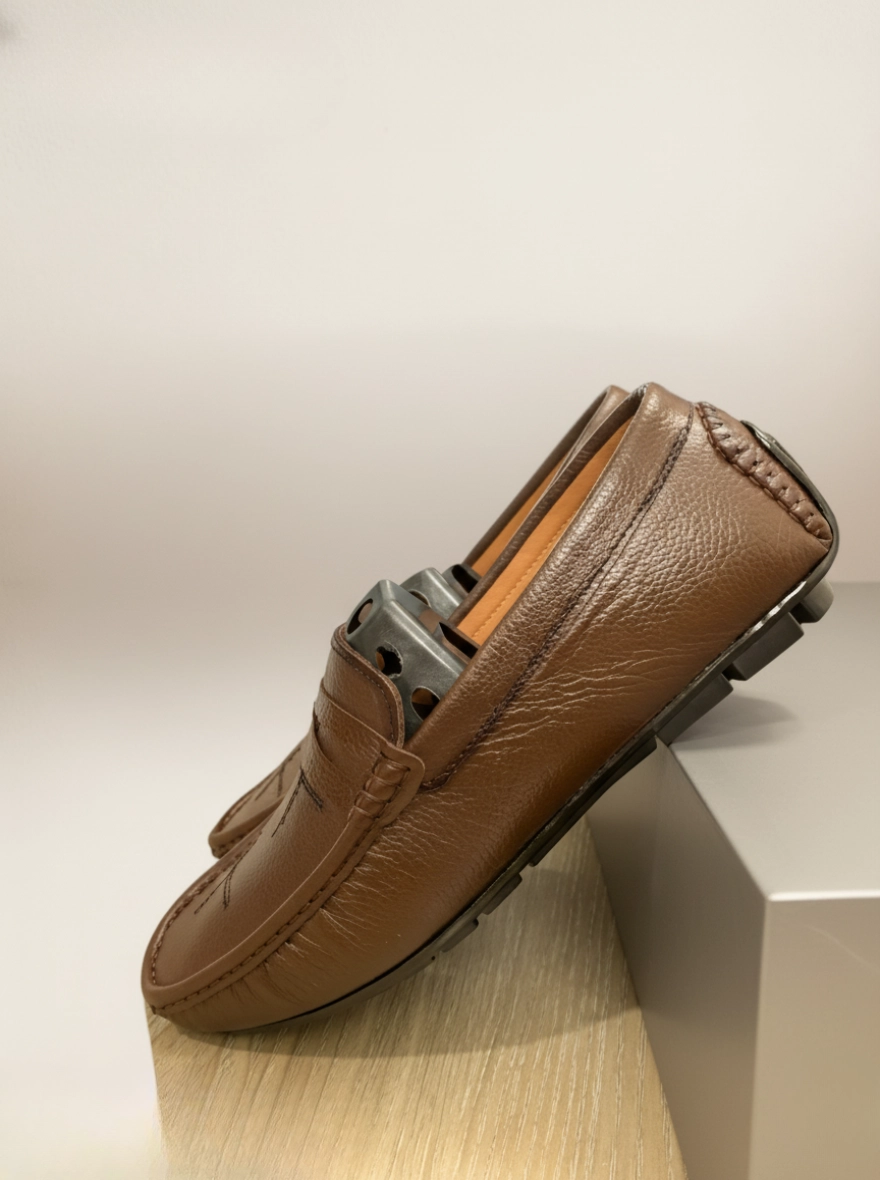 Exclusive Design Genuine Leather Loafers for Men - Brown