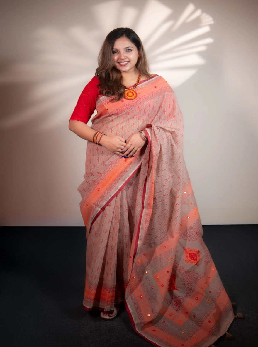 Prijosree Signature Boutique – Multicolor Screen Print Saree