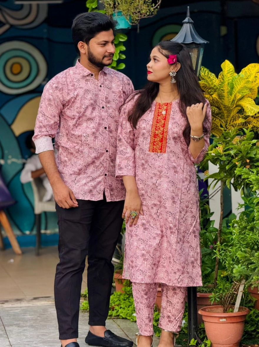 ম্যাচিং কাপল সেট শার্ট এন্ড টু পিছ কমফোর্টেবল ফেব্রিক