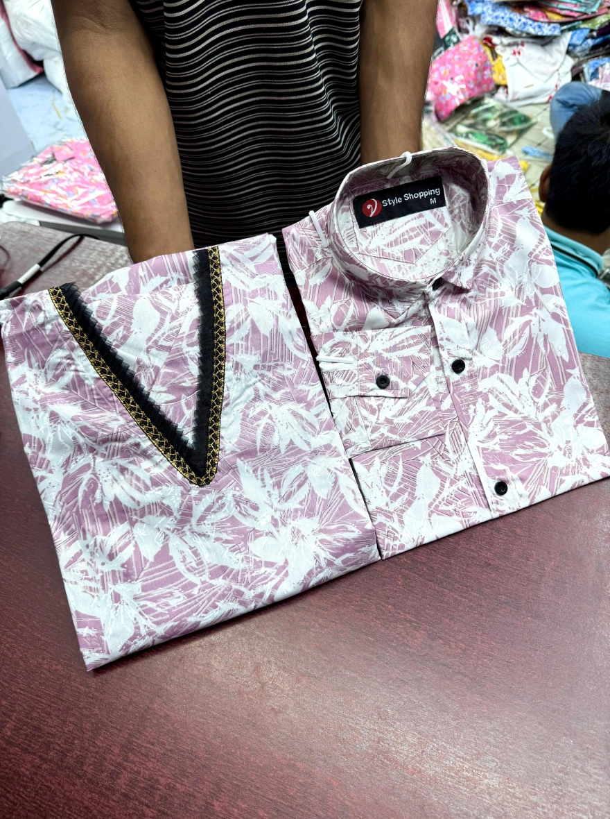  কাপল সেট শার্ট এন্ড টু পিছ সফট  ফেব্রিক 