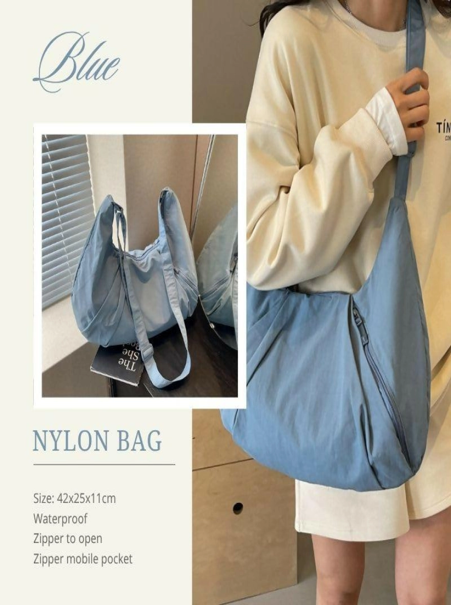 Lightweight Waterproof Nylon Tote Bag with Zipper for Women