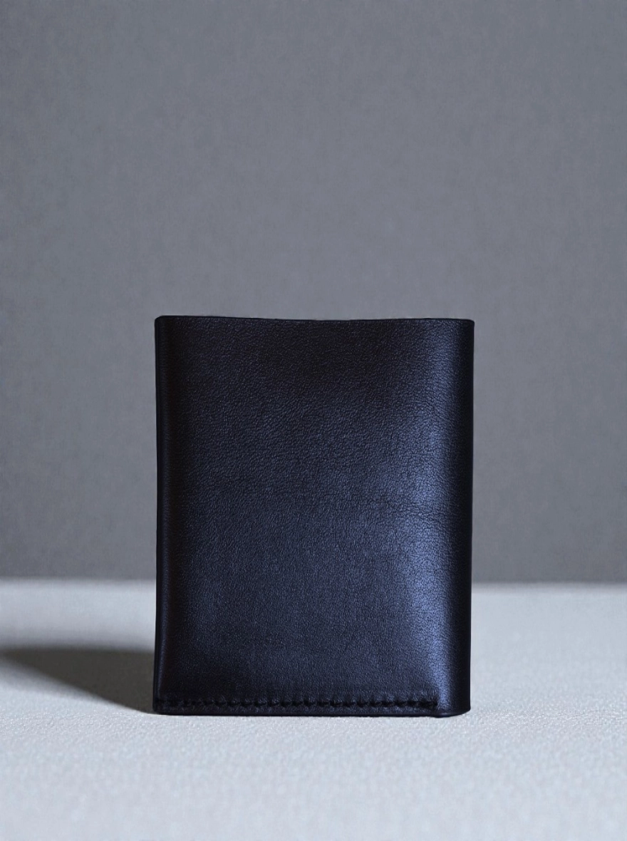 Zays Super Slim Bifold Leather Short Wallet Black and White Trade