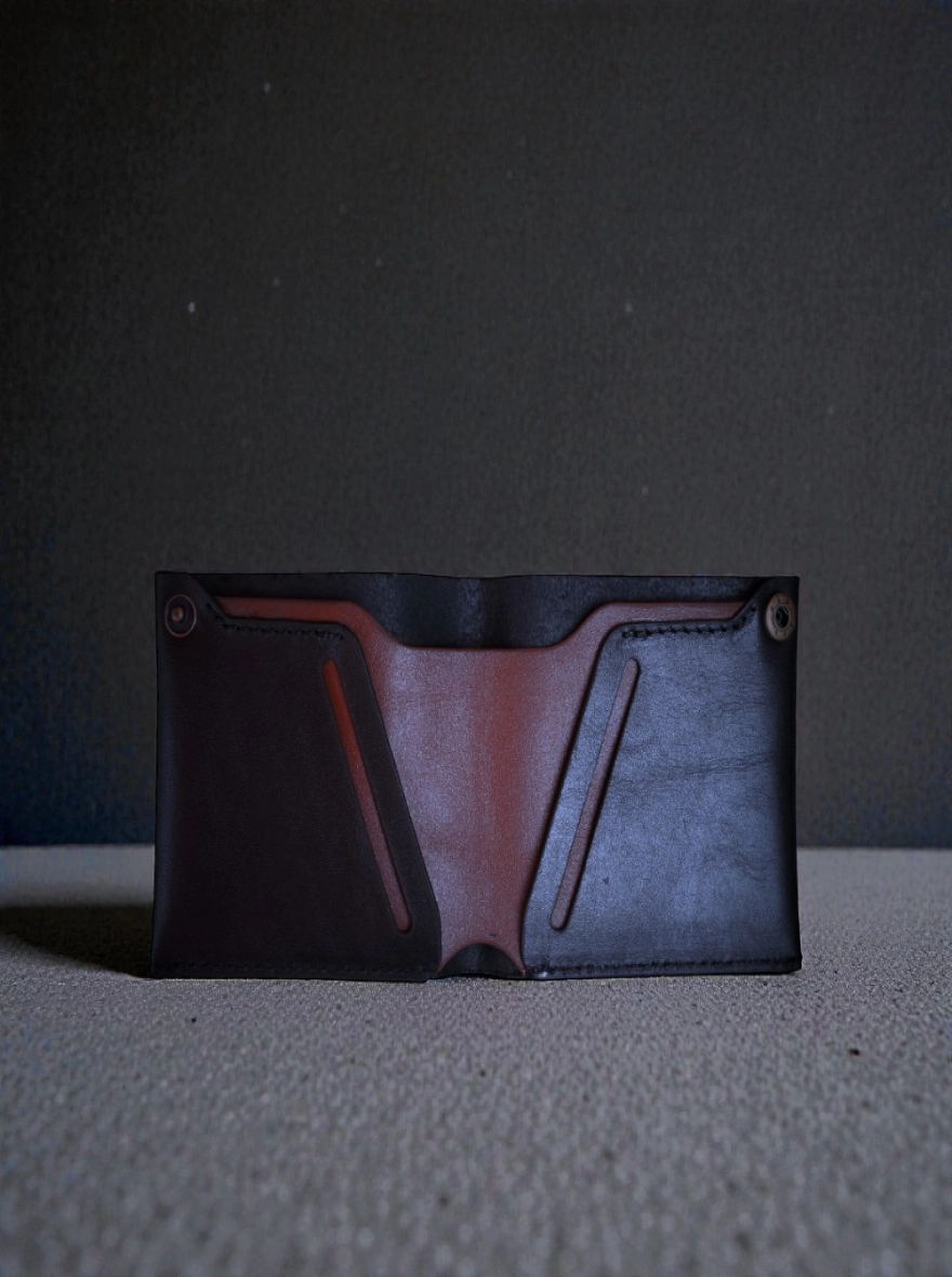 Zays Super Slim Bifold Leather Short Wallet Black and White Trade