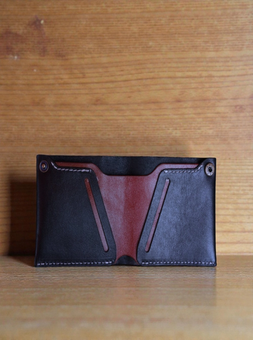 Zays Super Slim Bifold Leather Short Wallet Black and White Trade