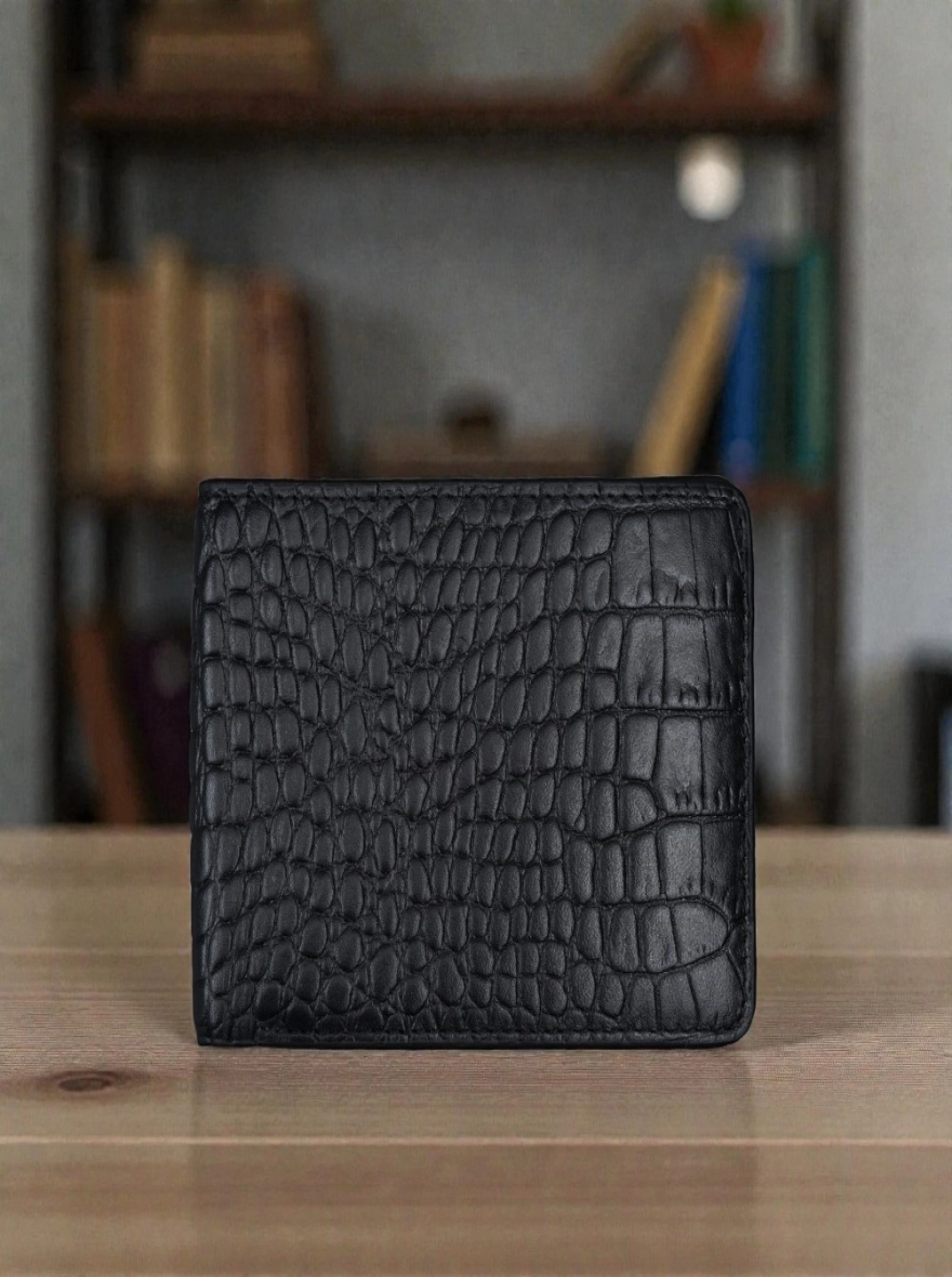 Zays Handcrafted Crocodile Embossed Premium Leather Bifold Wallet