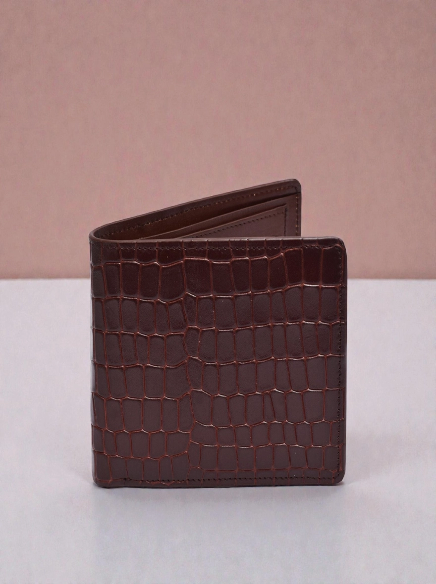 Zays Handcrafted Crocodile Embossed Premium Leather Bifold Wallet