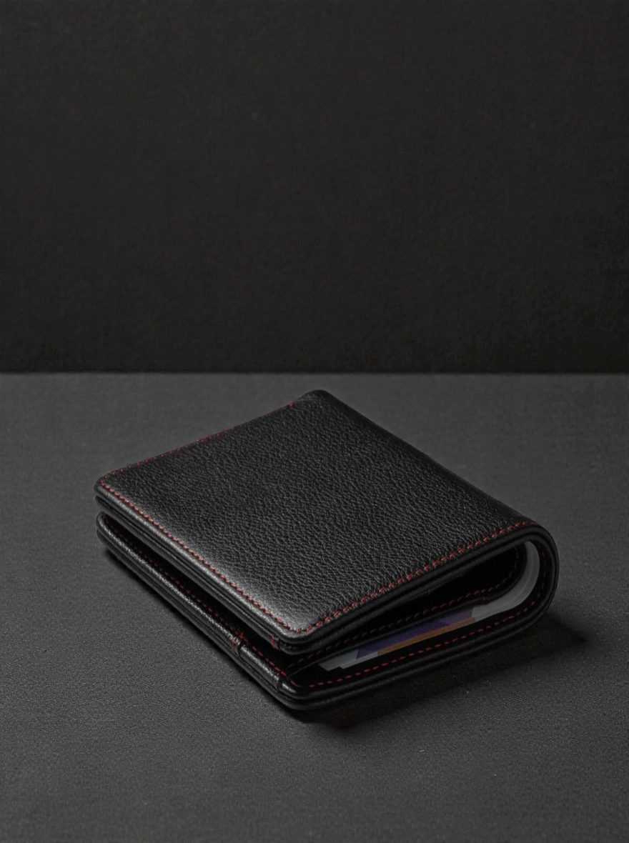 Zays Handcrafted Premium Leather Bifold Short Wallet Tread