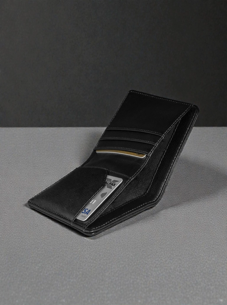 Zays Handcrafted Premium Leather Bifold Short Wallet Tread