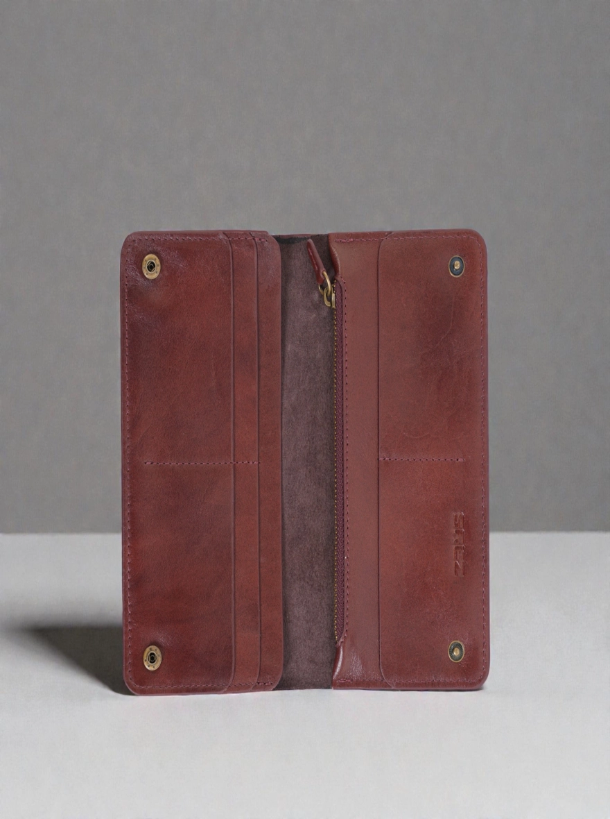 Zays Handcrafted Full-Grain Leather Long Wallet