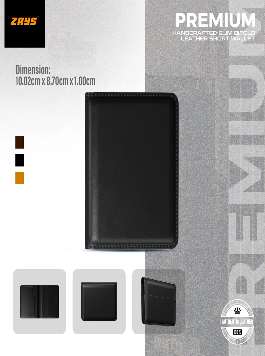 Zays Handcrafted Premium Leather Super Slim Card Holder Mini Wallet