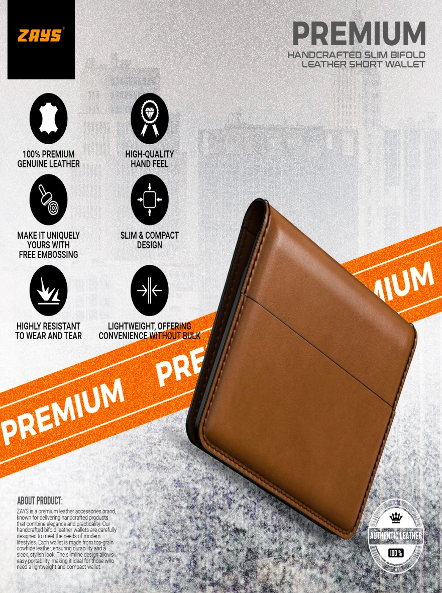 Zays Handcrafted Premium Leather Super Slim Card Holder Mini Wallet