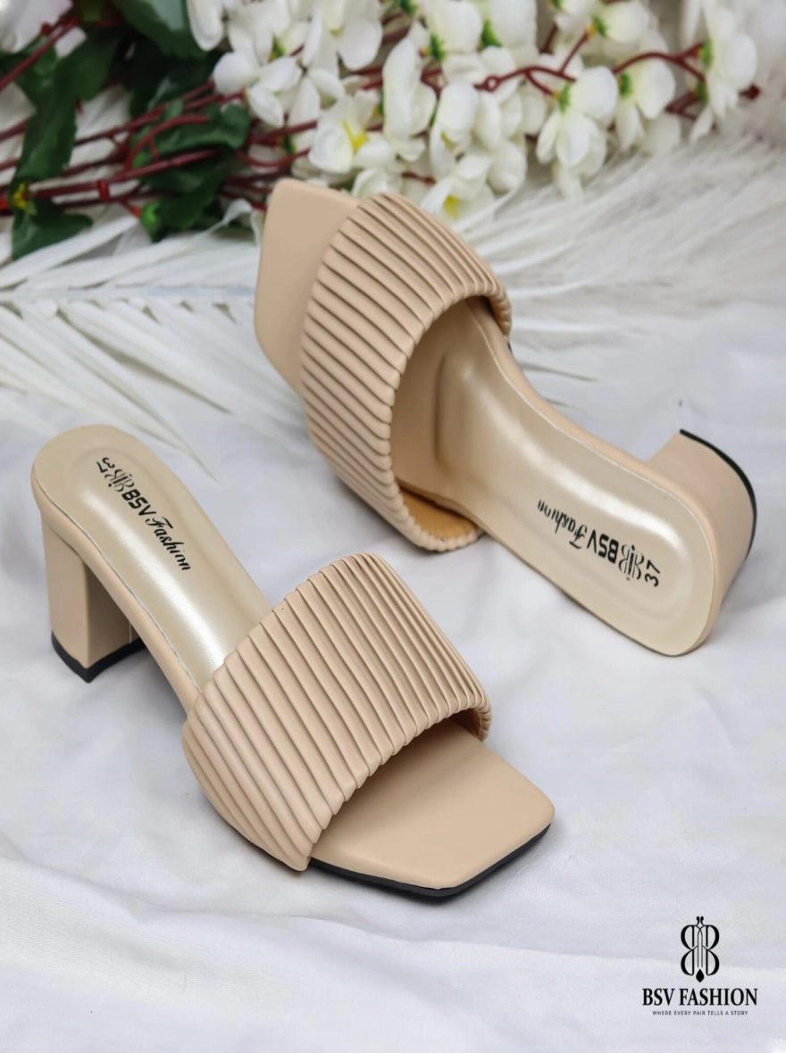 Unique Pleated 2-Inch Box Heel Sandals
