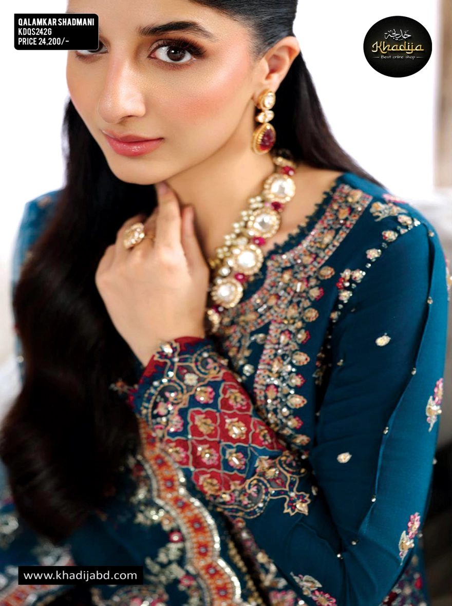 Qalamkar Shadmani – Deep Maroon-Unstitched