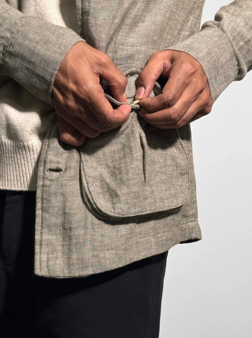 Olive Herringbone Travel Jacket