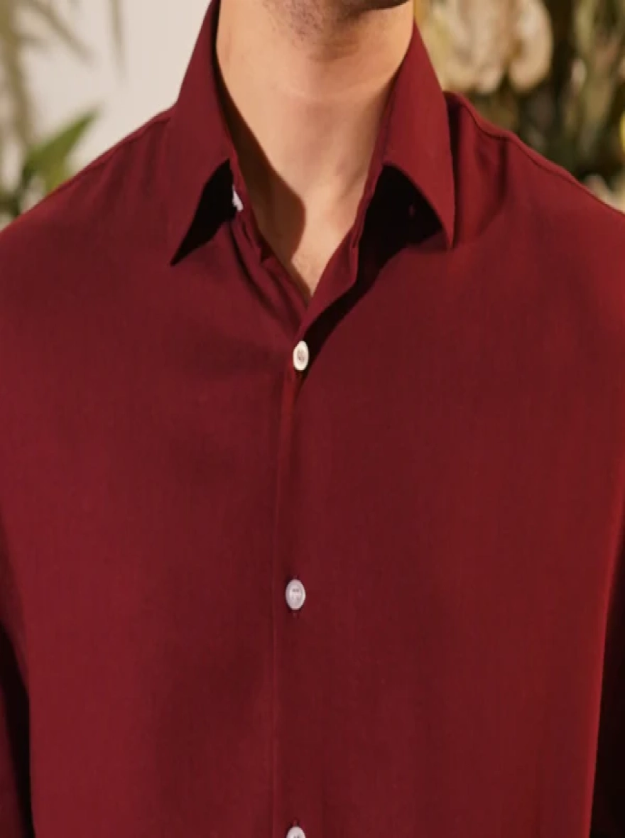 Emilio Oxblood Drape Shirt