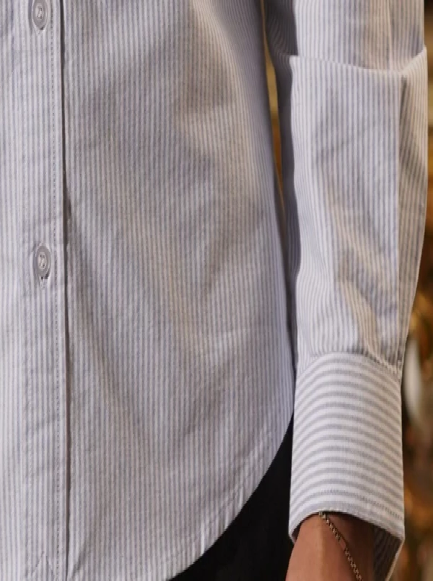 Sky Blue Striped Oxford Button Down Shirt