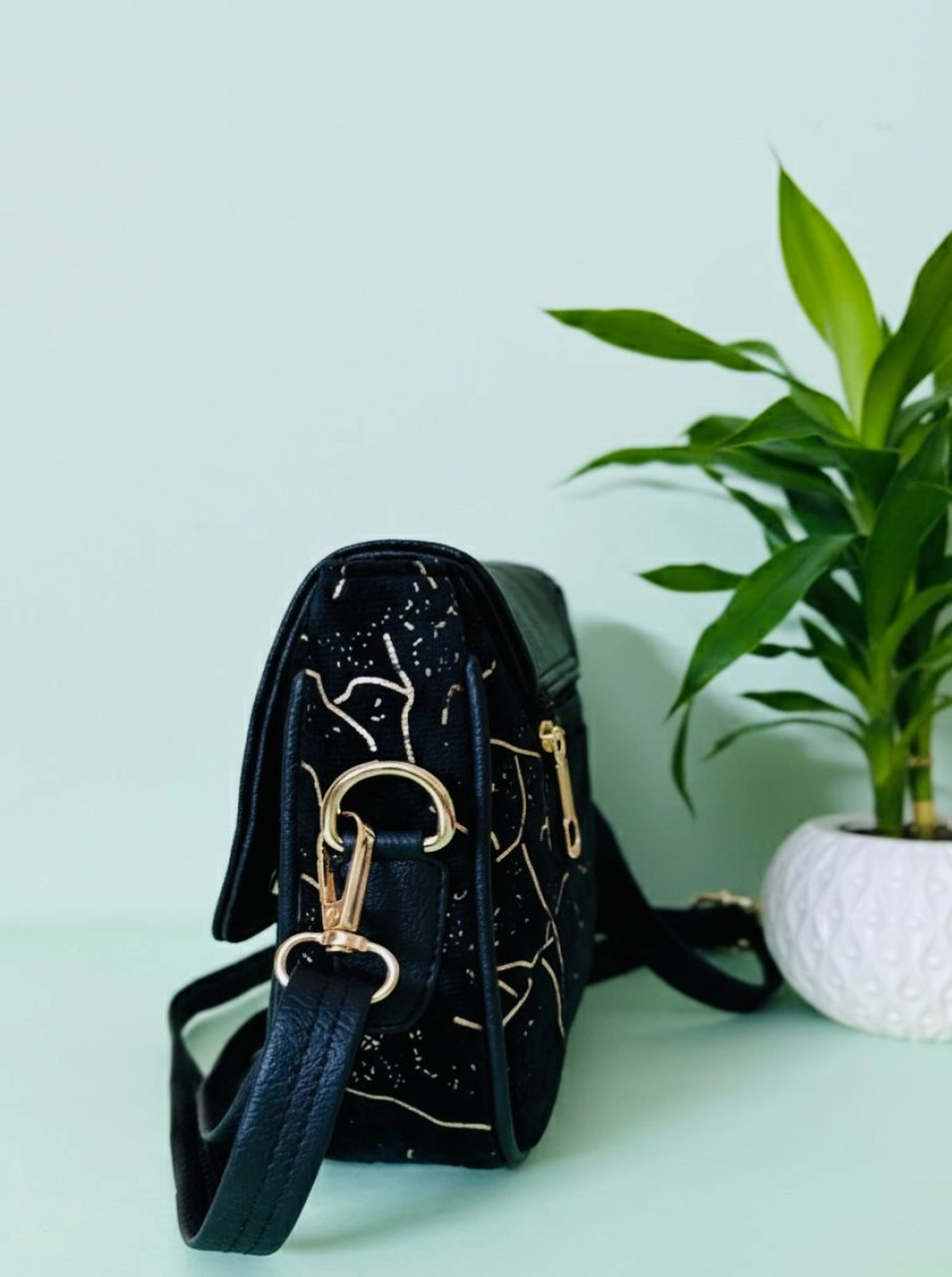 Starlit Night Black Velvet Saddle Bag