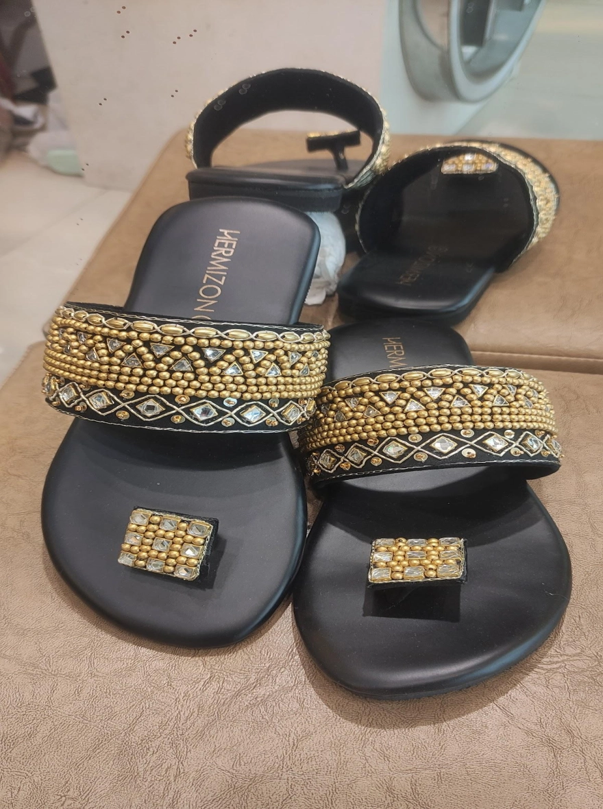 Greta Hand-Embellished Toe-Ring Flats