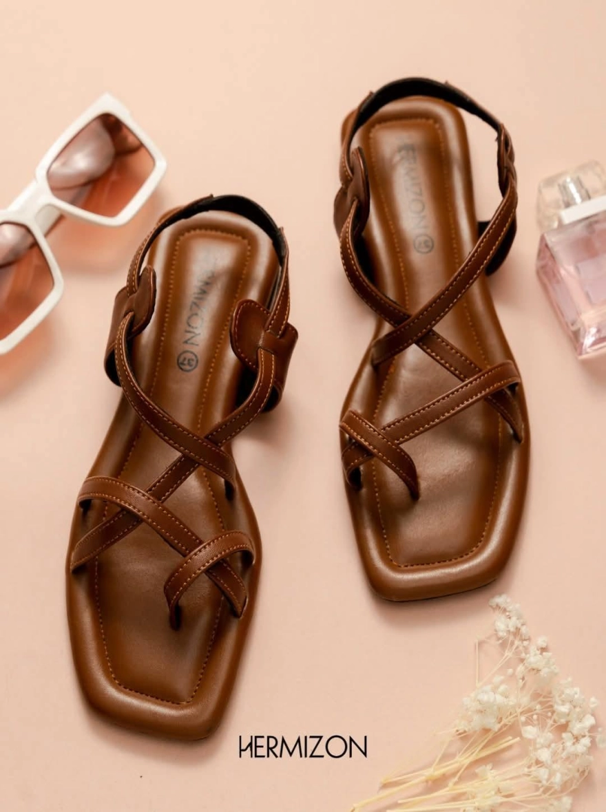 Ruth Brown Multi-Strap Criss-Cross Flats