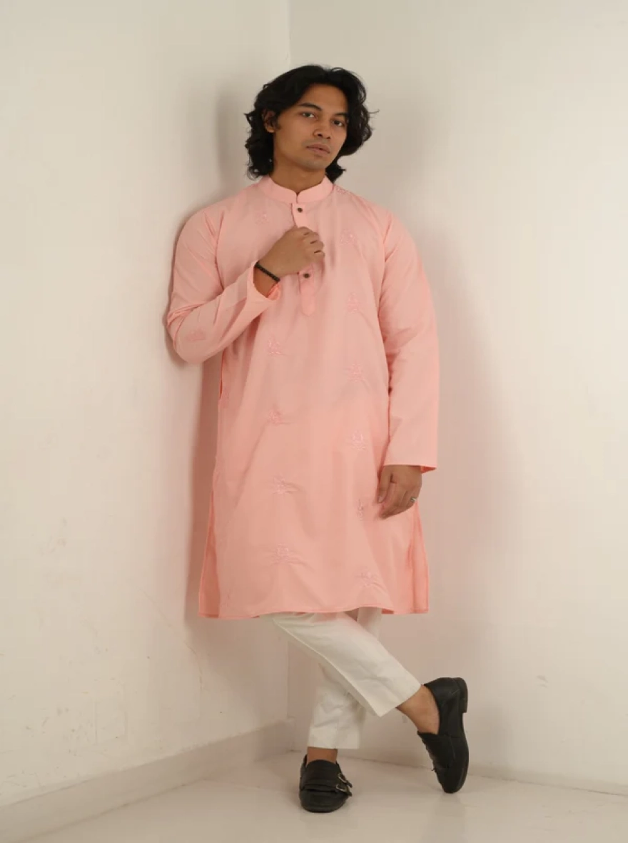 Raed Embroidered Panjabi in Pink