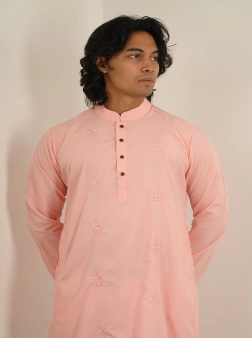 Raed Embroidered Panjabi in Pink