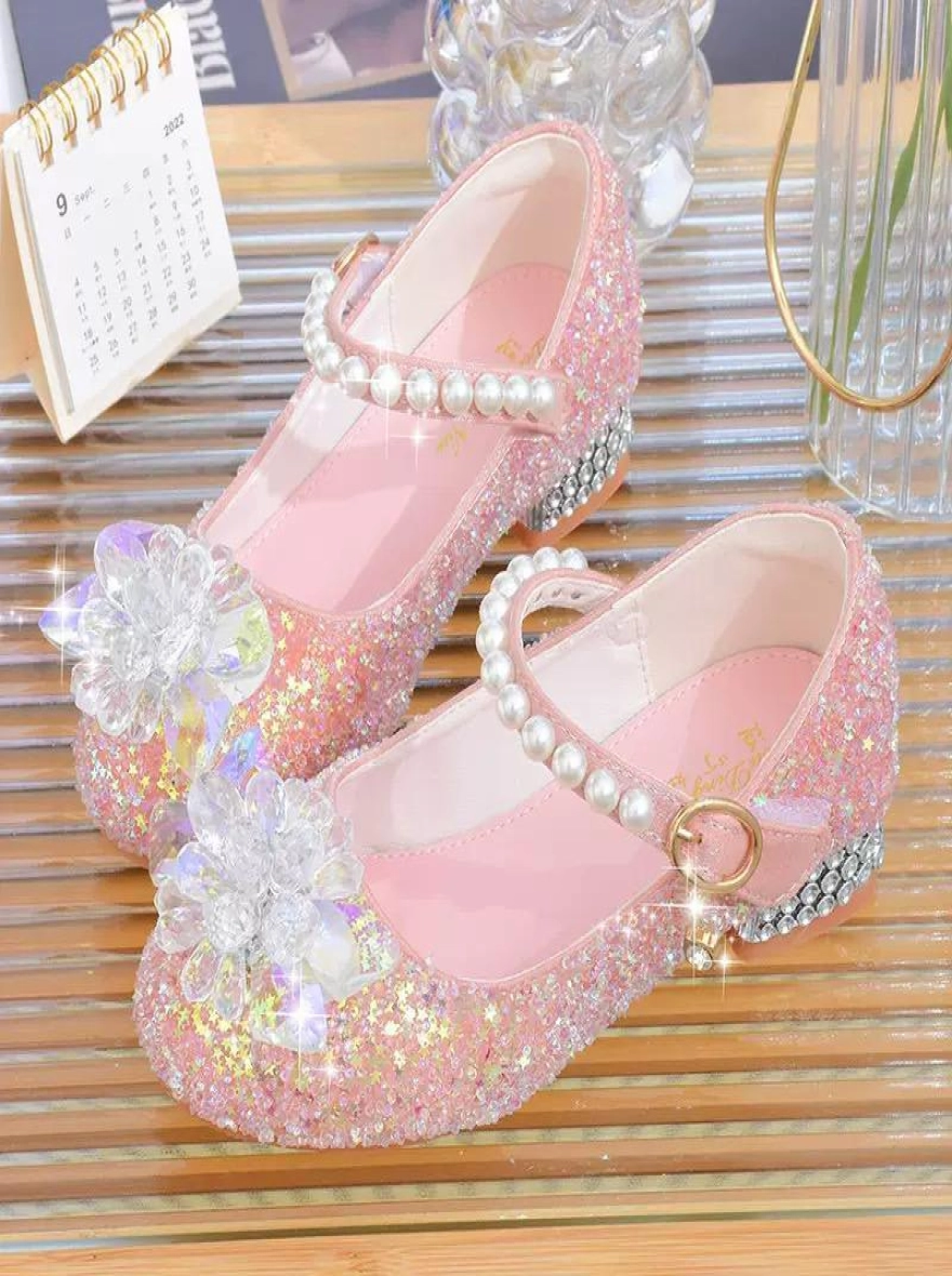 Enchanted Girl Pearl Strap Sparkling Mary Jane Shoes