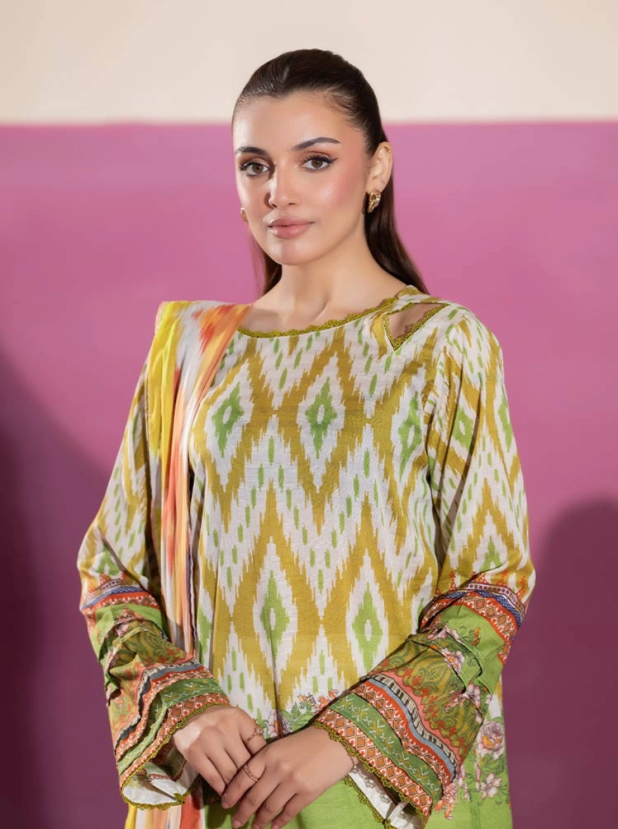 Binaas Ciel Lime & Mustard – 3 Piece Digital Printed Unstitched Lawn Suit