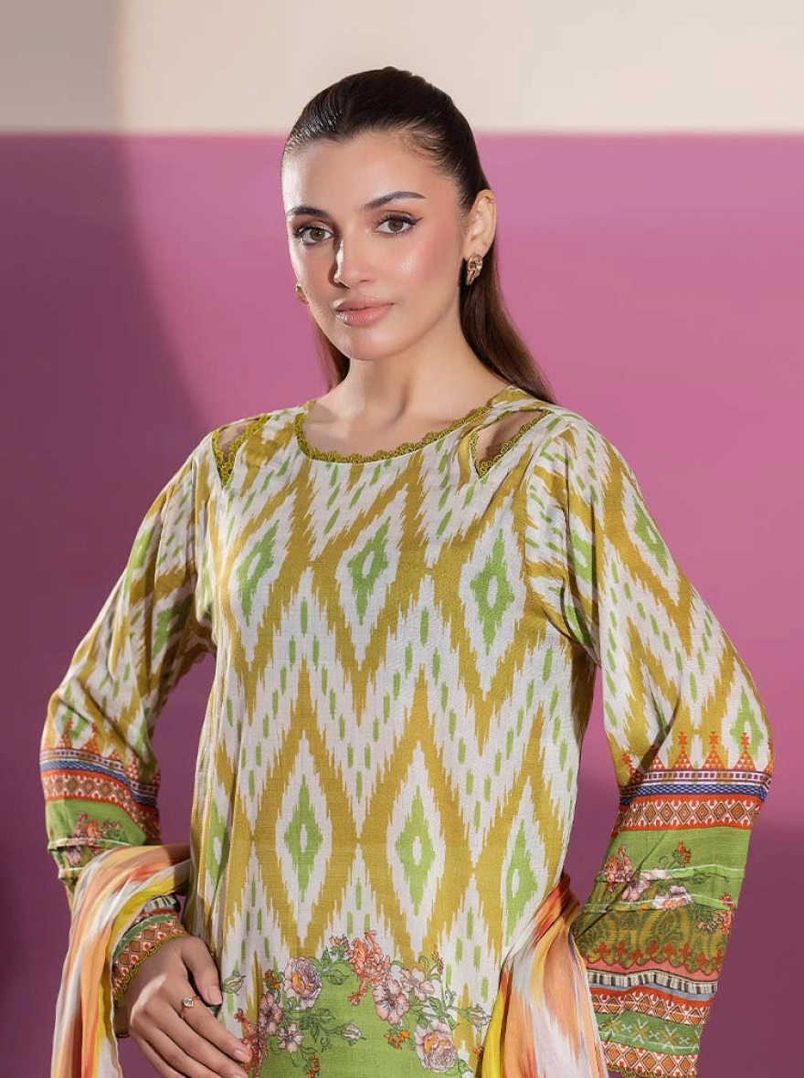 Binaas Ciel Lime & Mustard – 3 Piece Digital Printed Unstitched Lawn Suit