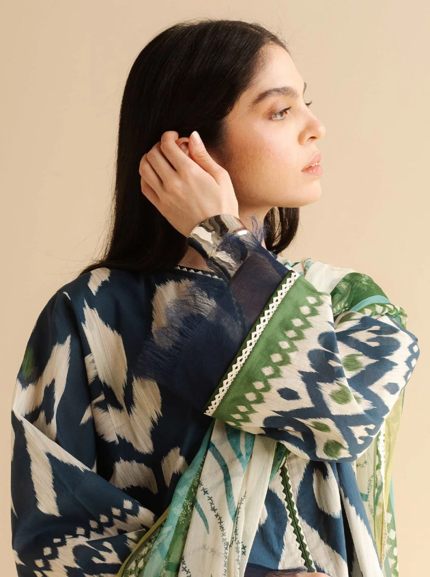 Pakistani Coco Print by Zara Shahjahan unstitched– Blue Unstitched 3 Piece Suit