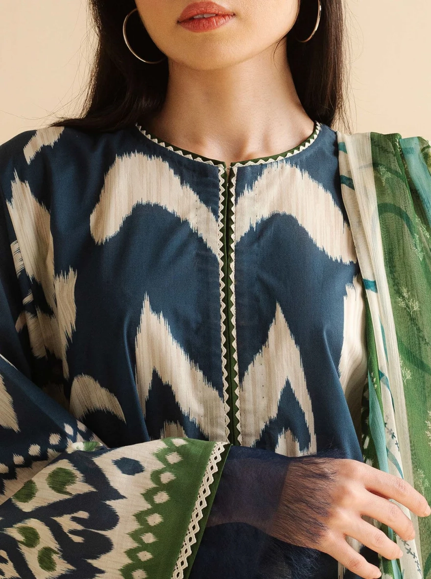 Pakistani Coco Print by Zara Shahjahan unstitched– Blue Unstitched 3 Piece Suit