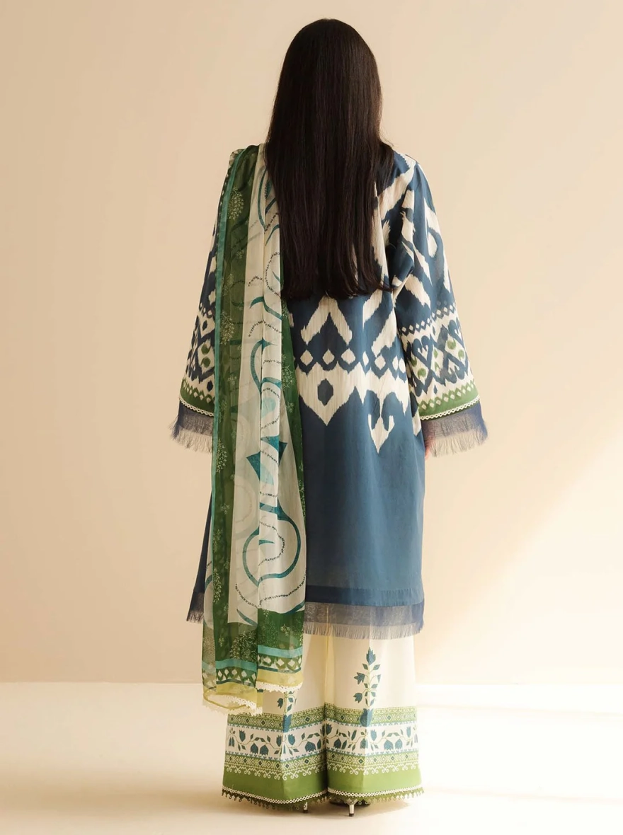 Pakistani Coco Print by Zara Shahjahan unstitched– Blue Unstitched 3 Piece Suit
