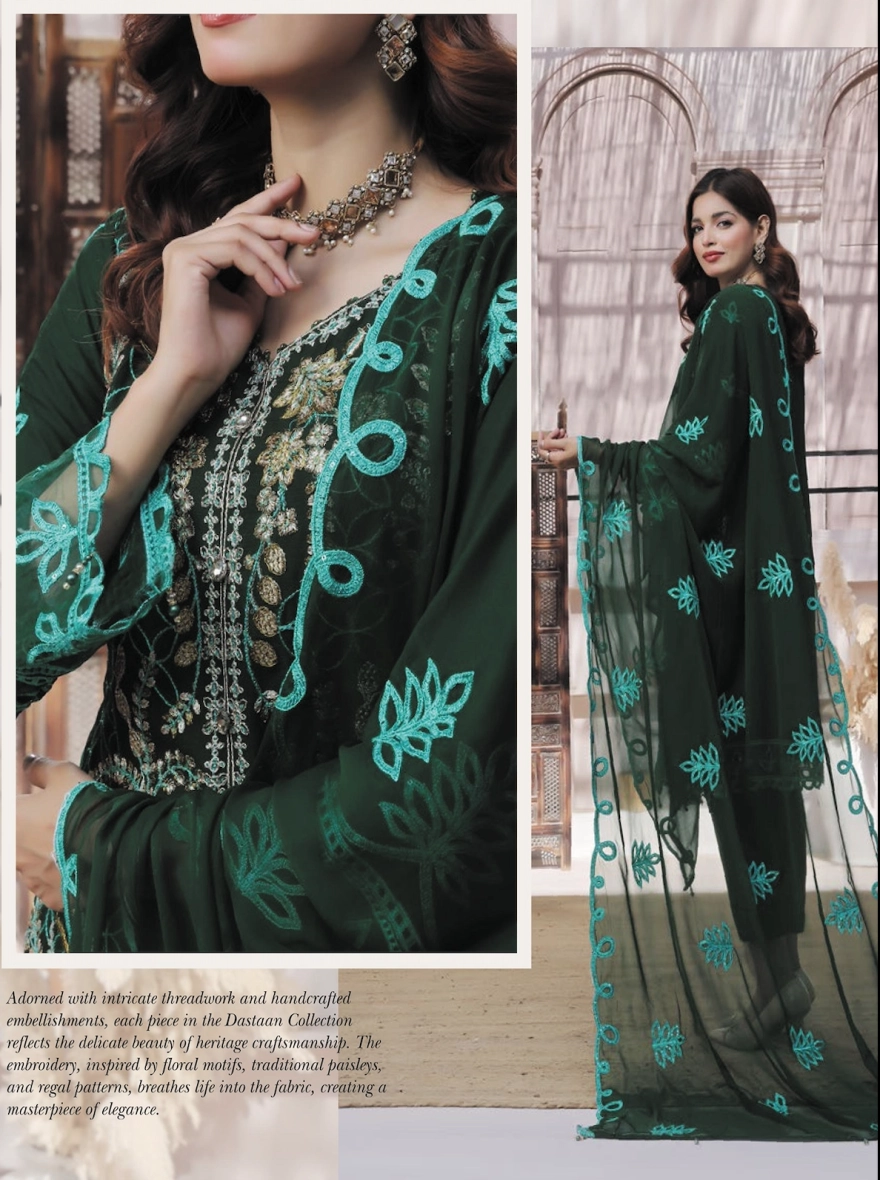 Elegance Dastaan by Bin Khalid – Luxury Embroidered Chiffon 3-Piece Unstitched Suit