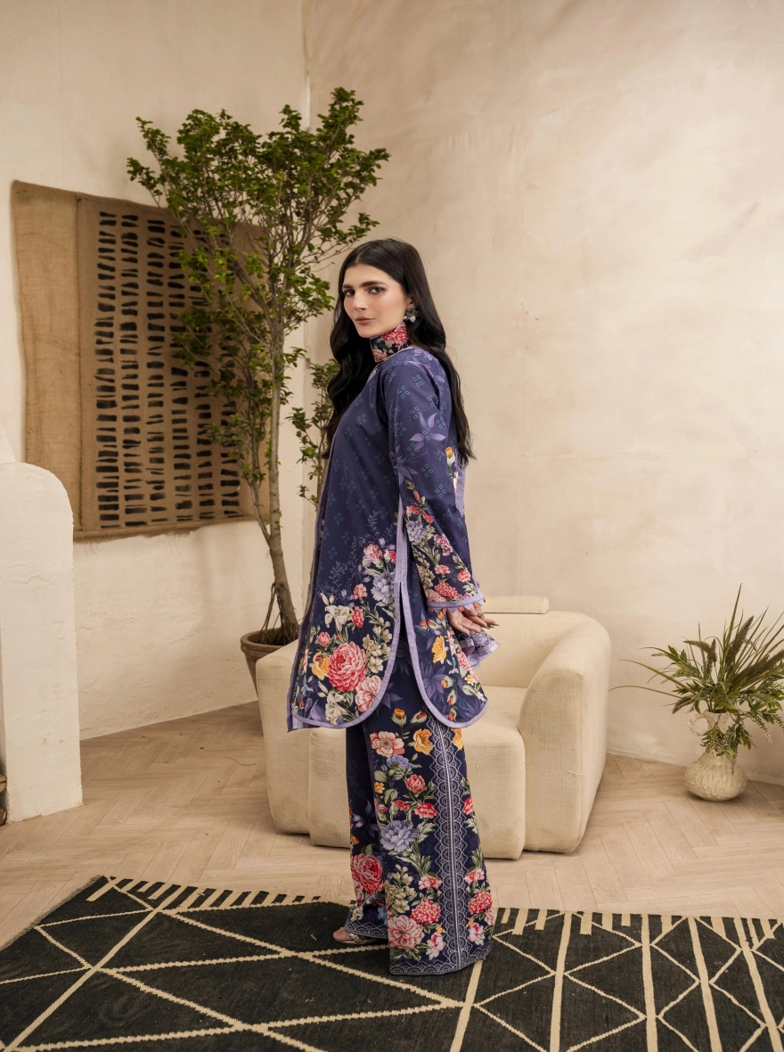 Pakistani Lawn Special Edition – Navy Blue 3-Piece Unstitched Printed Suit