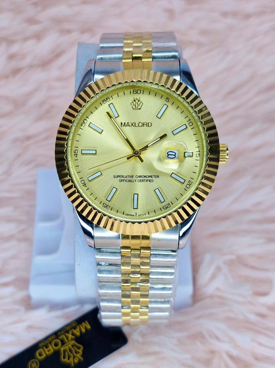 MAXLORD 9638G Luxury Dual-Display Waterproof Stainless Steel Watch