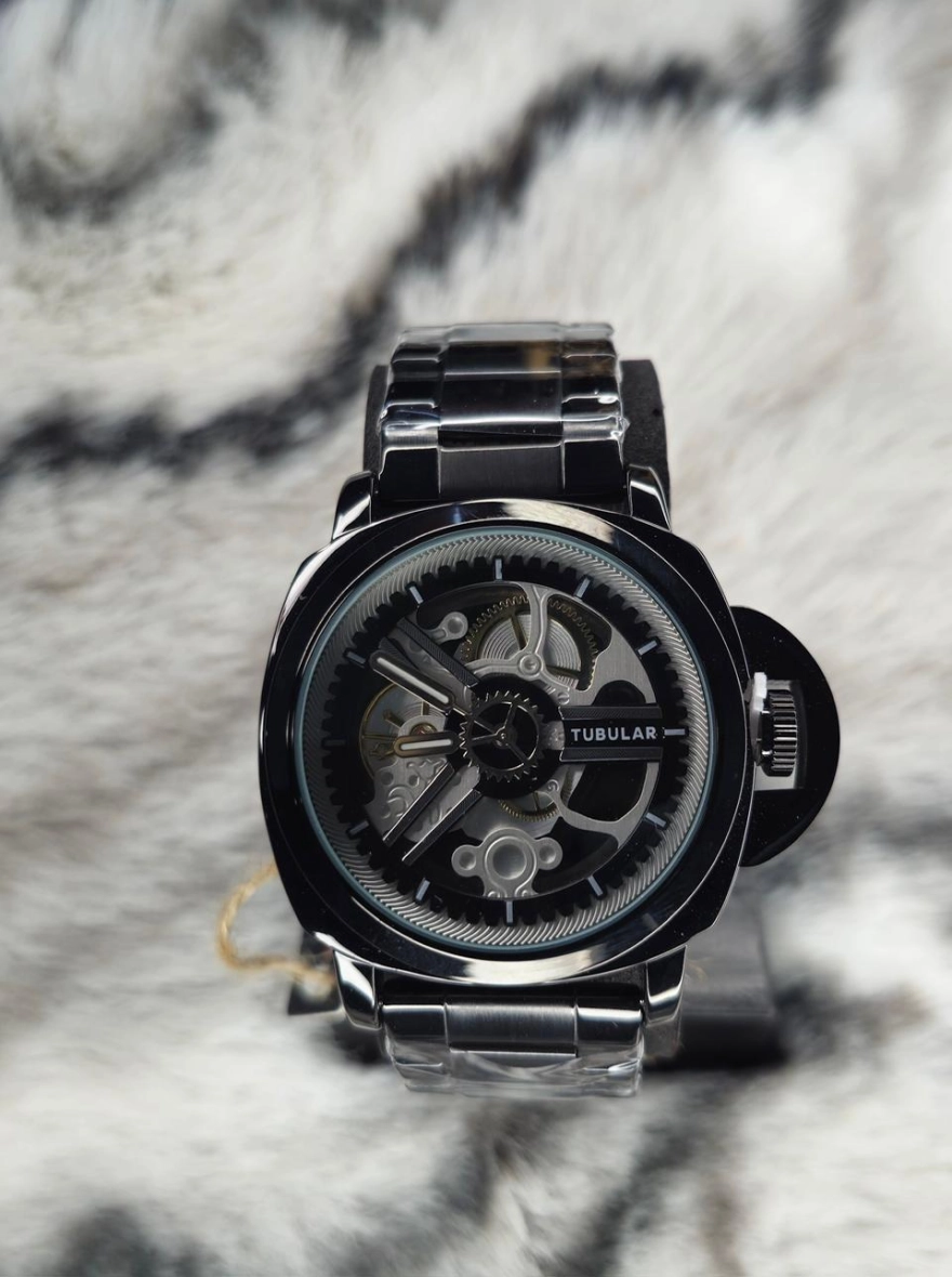 Tubular Classic Skeleton Automatic Men’s Watch – Black Metal Series