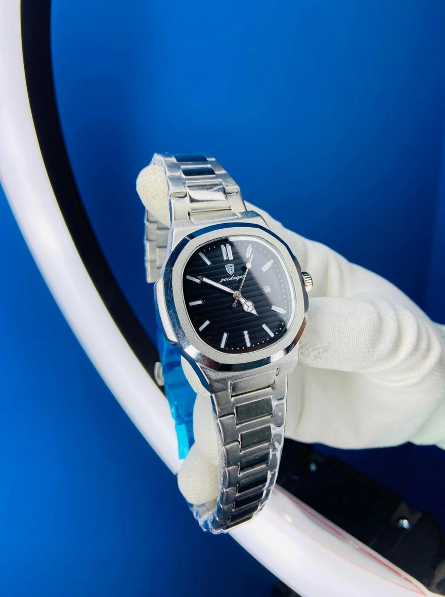 POEDAGAR Luxury Nautilus-Style Men’s Luminous Stainless Steel Watch