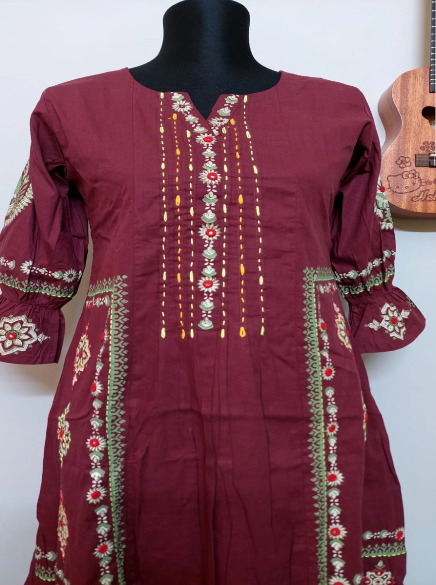 Garden Hand-Block Print White Cotton Kurti