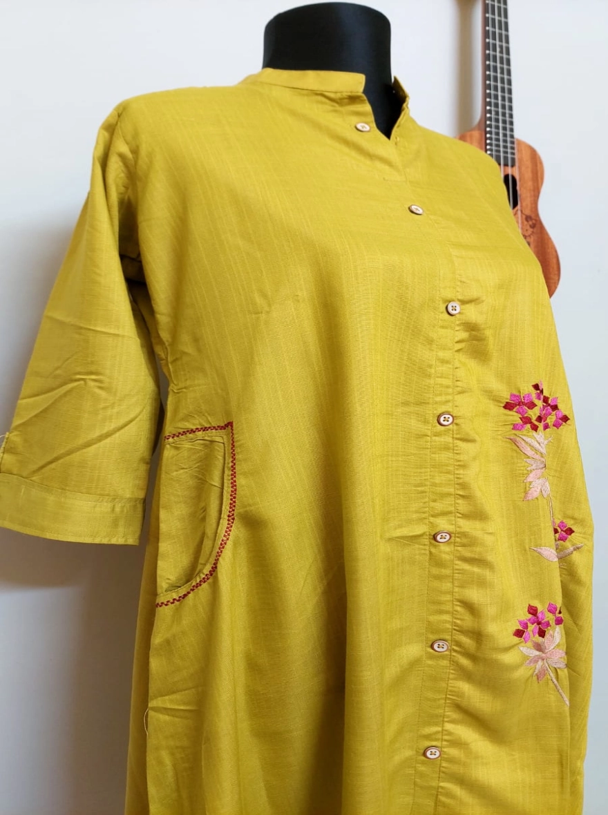 Amethyst Garden Hand-Block Print White Cotton Kurti